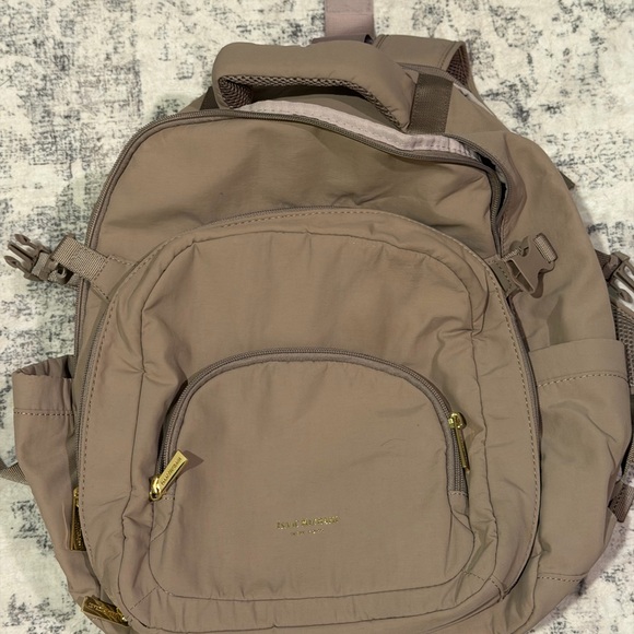 Isaac Mizrahi Taupe Backpack with Gold Accents - Picture 1 of 3
